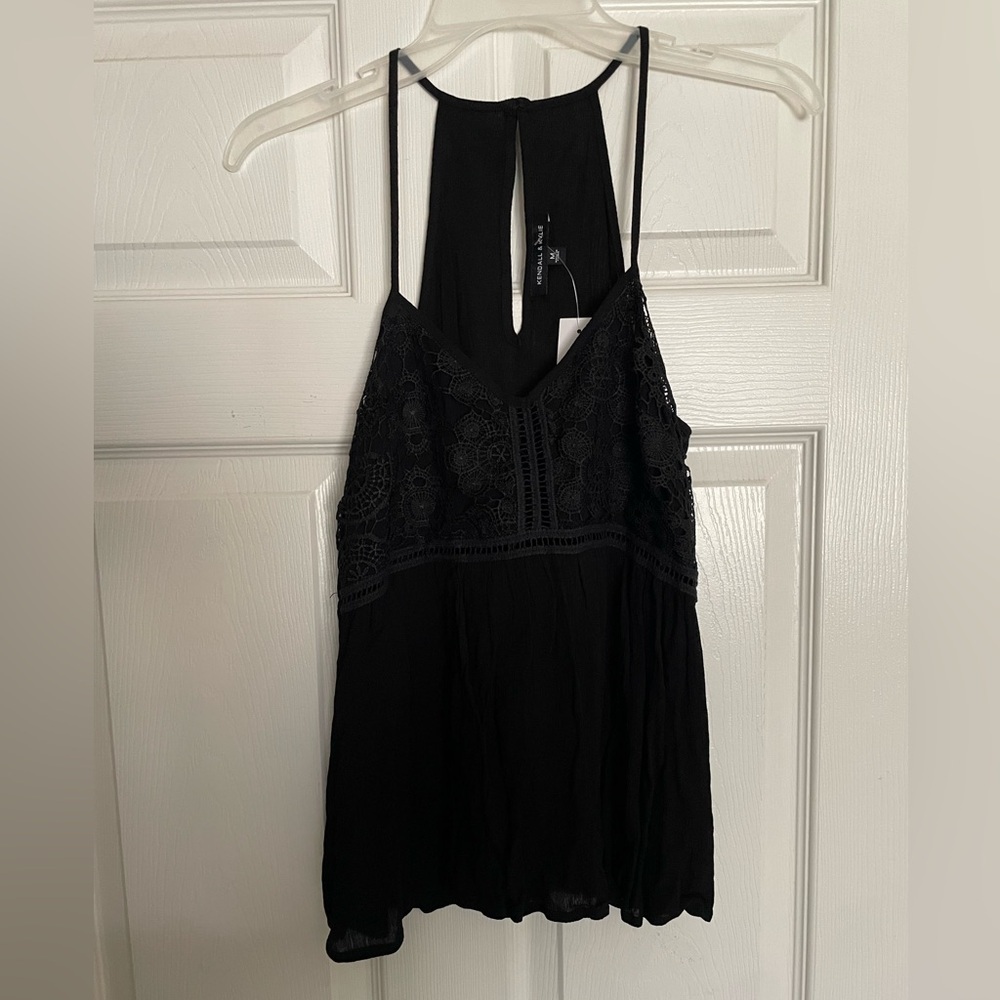Kendall and Kylie Elegant Black Embroidered Lace Women's Top NWT size medium